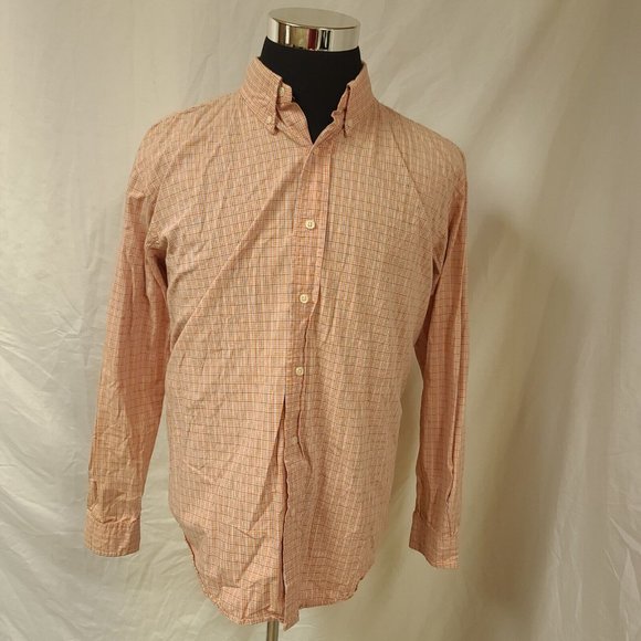 Steve & Barry’s Mens Large Orange Stripe Long Sleeve Button Up Shirt 16-16.5 - Picture 6 of 11